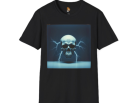 Skull Lightning Graphic T-Shirt - Edgy Vintage Design – Black Graphic Tee