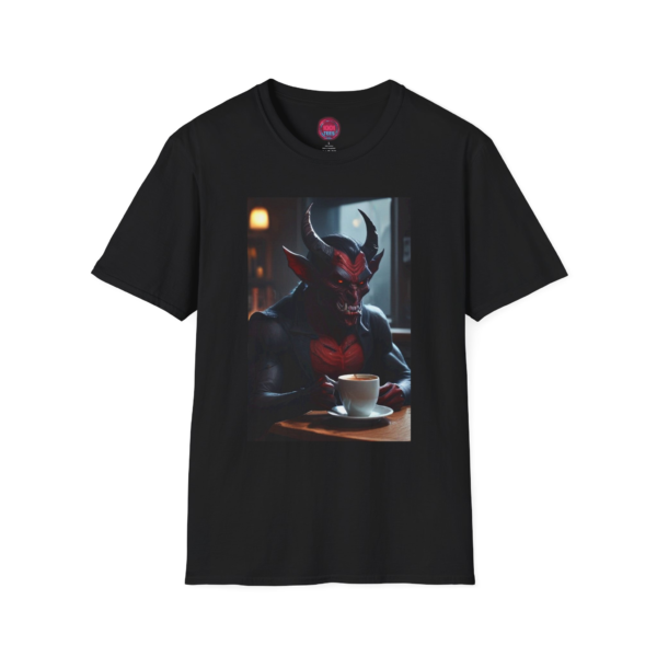Devilish Vibes Unisex T-Shirt - Perfect for Halloween and Coffee Lovers