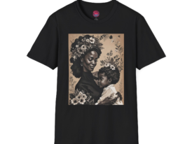Black Mother and Child Floral T-Shirt | Tee for Family Love & Celebrations – Black Graphic Tee