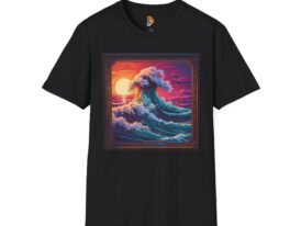 Vibrant Wave Art – Black Graphic Tee