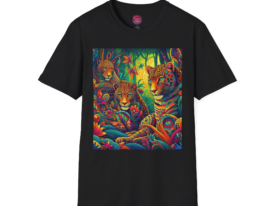 Vibrant Jungle Animal Colorful Nature Design – Black Graphic Tee