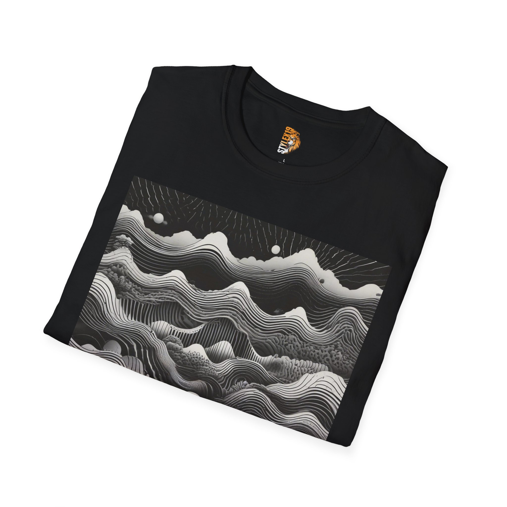 Trendy Unisex Graphic T-Shirt - Abstract Wave Design - Image 4