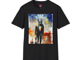Cosmic Explorer T-Shirt - with Artistic Space Travel Design – Black Graphic Tee