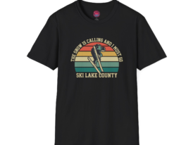 Ski Lake County T-Shirt | The Snow is Calling | Tee – Black Graphic Tee