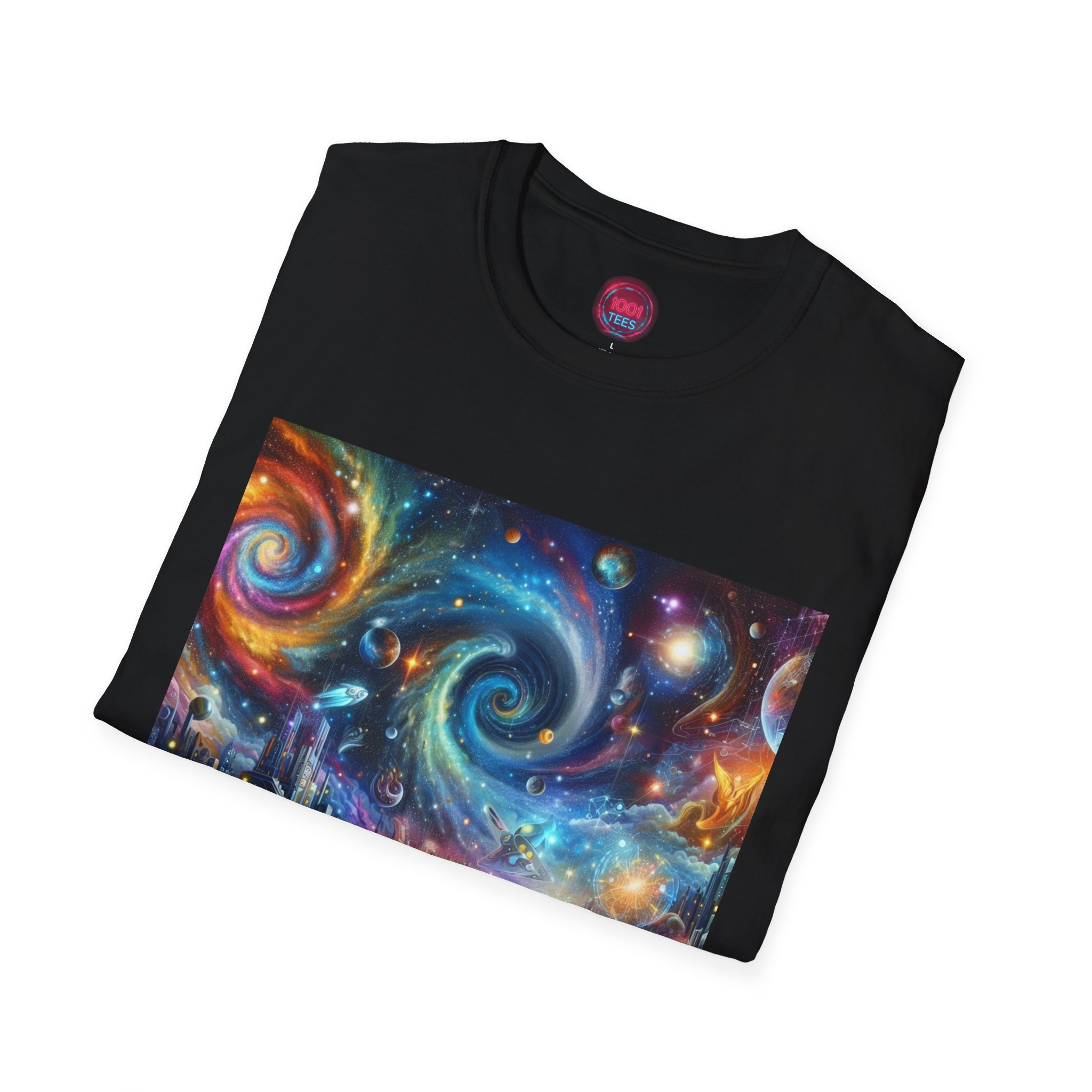 Cosmic Adventure Unisex Softstyle T-Shirt - Graphic Space Art Tee - Image 4