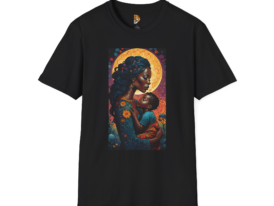 Mom & Child Love Motherhood Art Tee – Black Graphic Tee