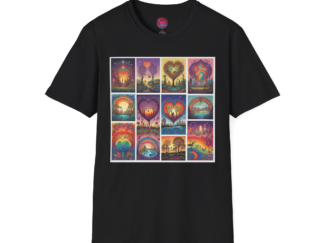 Colorful Heart Collage Unisex Softstyle T-Shirt – Perfect for Love and Kindness Celebrations