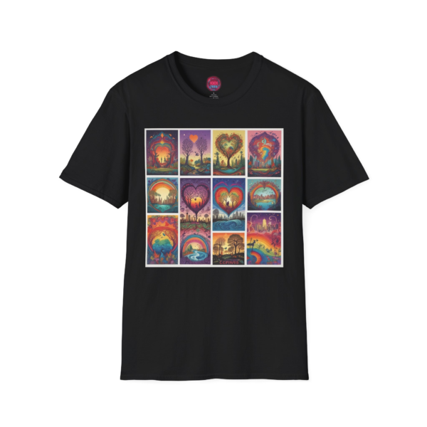 Colorful Heart Collage Unisex Softstyle T-Shirt – Perfect for Love and Kindness Celebrations