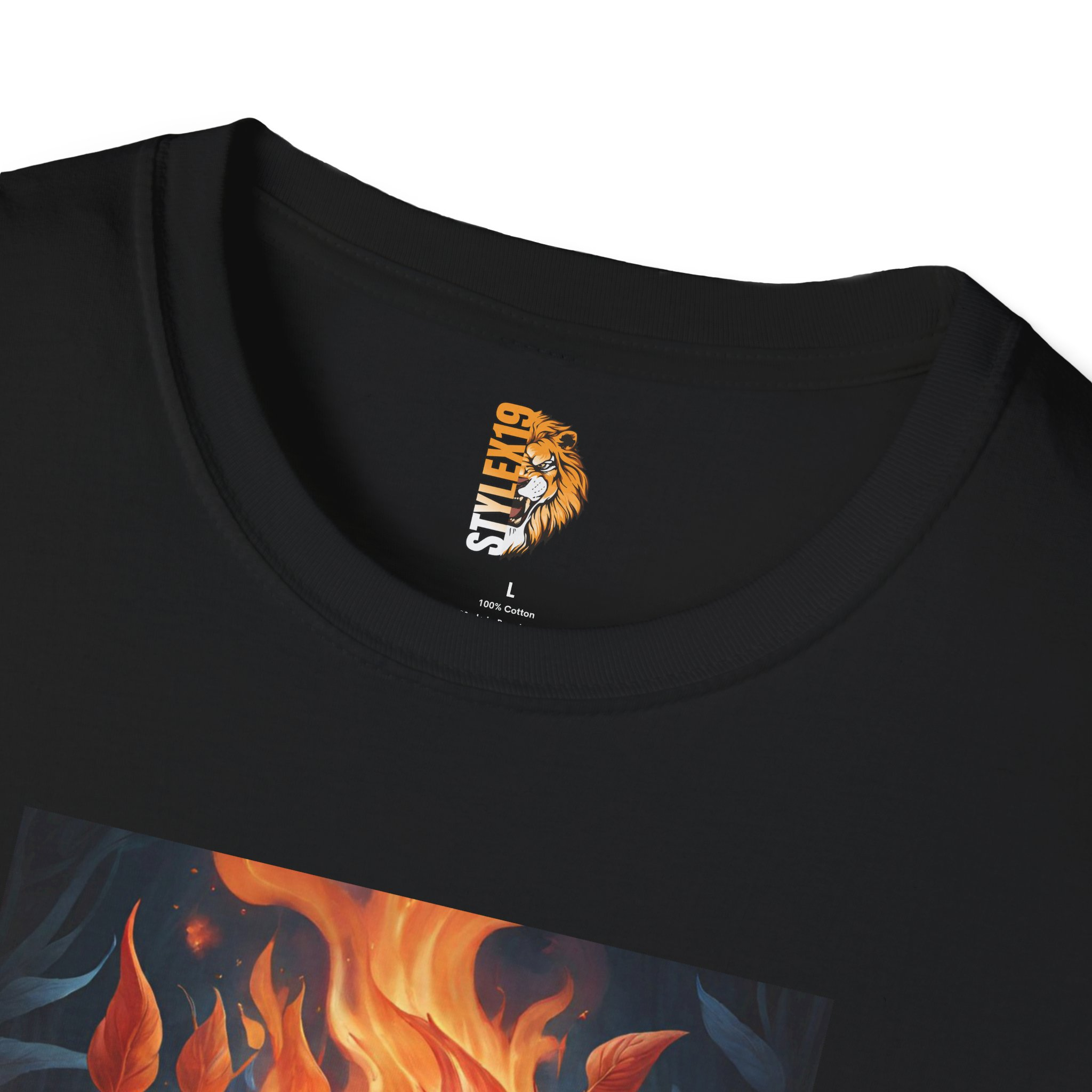 Fire Goddess Unisex Softstyle T-Shirt - Artistic Graphic Tee for Nature Lovers - Image 3