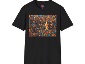 Bold Artistic Abstract Face Design | Unique Fashion Statement – Black Graphic Tee