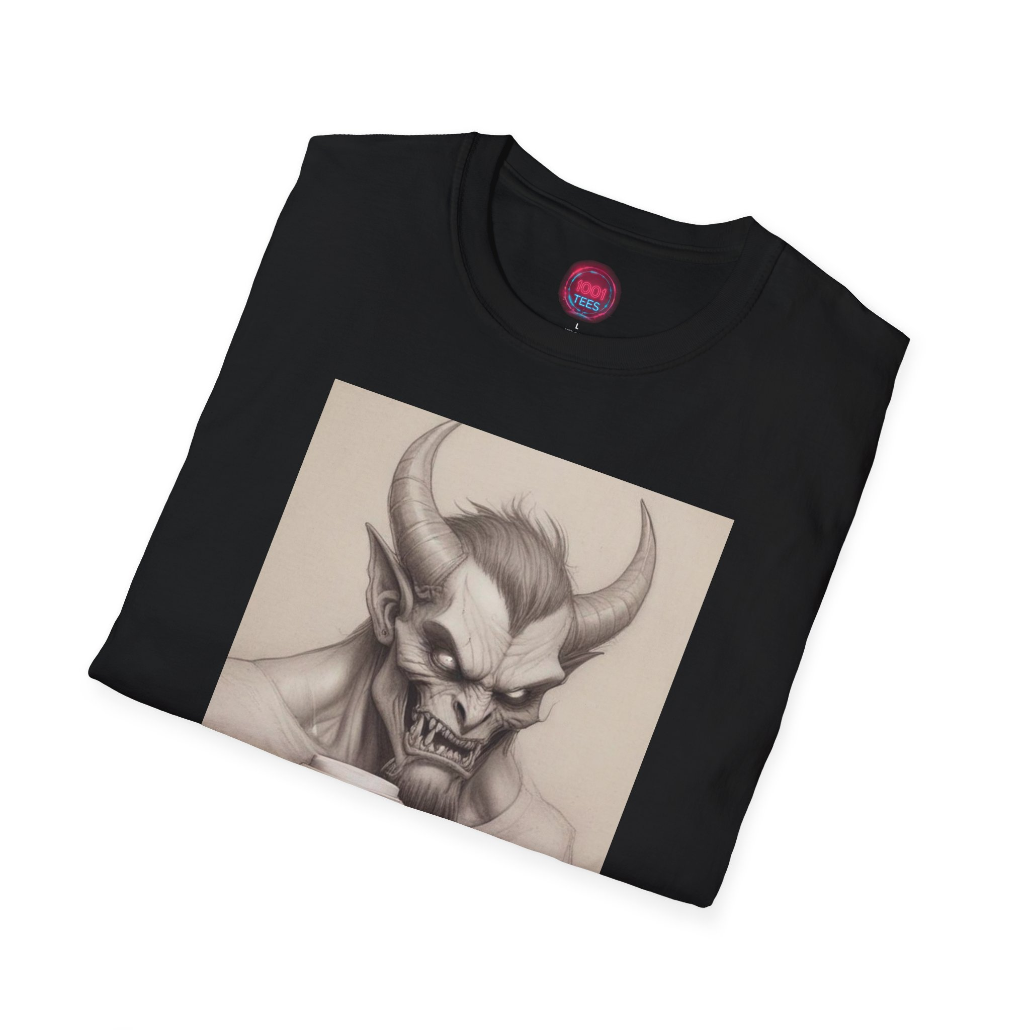 Demonic Coffee Lover T-Shirt | Unisex Softstyle Tee - Image 4