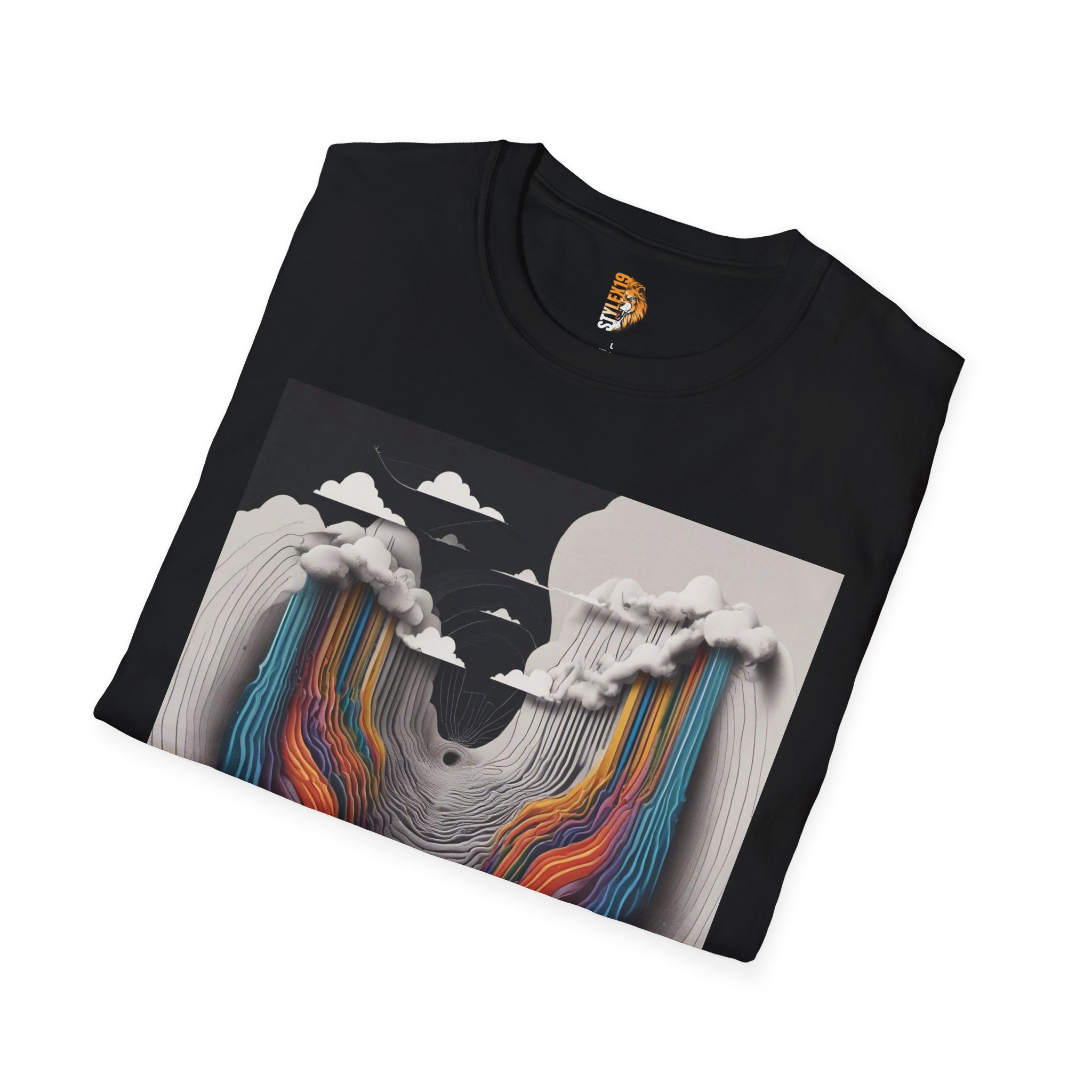Colorful Cascade Unisex Softstyle T-Shirt - Artistic Graphic Tee for Nature Lovers - Image 4
