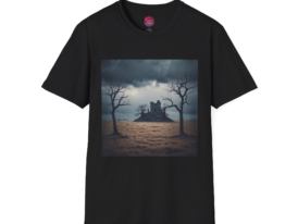 Gothic Castle Dark Art, Spooky Vibe – Black Graphic Tee