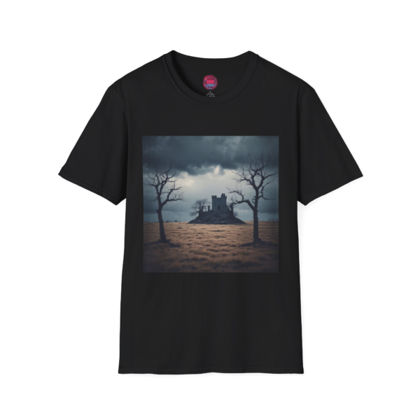 Gothic Castle Unisex Softstyle T-Shirt - Dark Art, Spooky Vibe, Perfect for Halloween