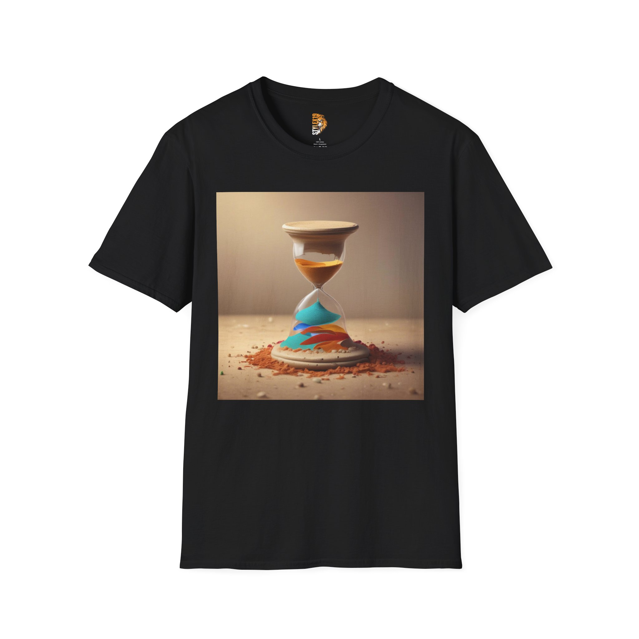 Time Flow Unisex Softstyle T-Shirt - Unique Hourglass Design