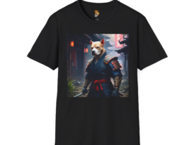Samurai Dog Unique Anime-Inspired Design – Black Graphic Tee