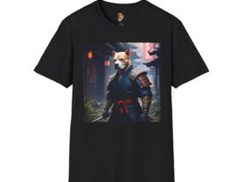 Samurai Dog Unique Anime-Inspired Design – Black Graphic Tee