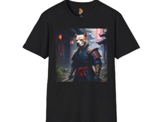 Samurai Dog Unisex Softstyle T-Shirt - Unique Anime-Inspired Design
