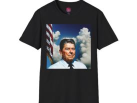 Reagan Portrait Vintage Political Tee – Black Graphic Tee