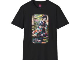 Vintage Japanese Koi Pond Artful Design for Nature Lovers – Black Graphic Tee