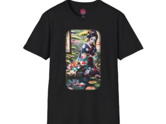 Vintage Japanese Koi Pond Unisex Softstyle T-Shirt - Artful Design for Nature Lovers