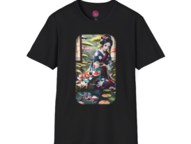 Vintage Japanese Koi Pond Artful Design for Nature Lovers – Black Graphic Tee