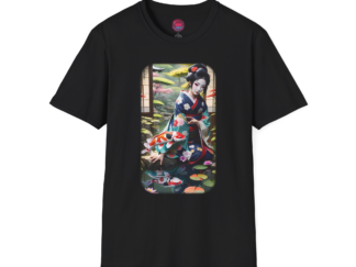 Vintage Japanese Koi Pond Unisex Softstyle T-Shirt - Artful Design for Nature Lovers
