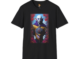 Mystical Nosferatu Graphic Tee - Unisex Softstyle T-Shirt with Floral Design