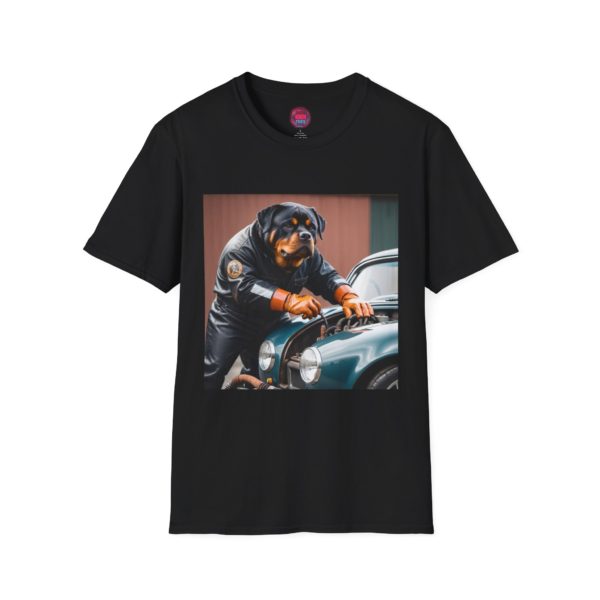 Cool Rottweiler Mechanic Unisex Softstyle T-Shirt - Perfect for Dog Lovers