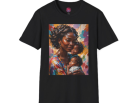 Motherhood Love Colorful Family Art Tee – Black Graphic Tee