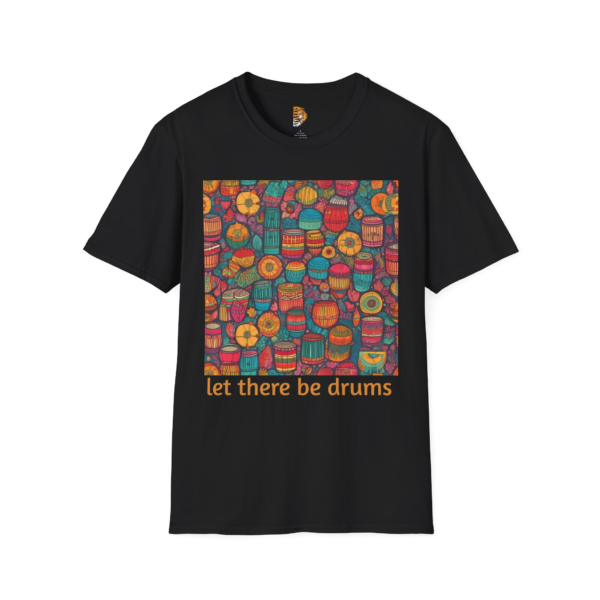 Let There Be Drums Unisex Softstyle T-Shirt - Colorful Music Design for Drummers