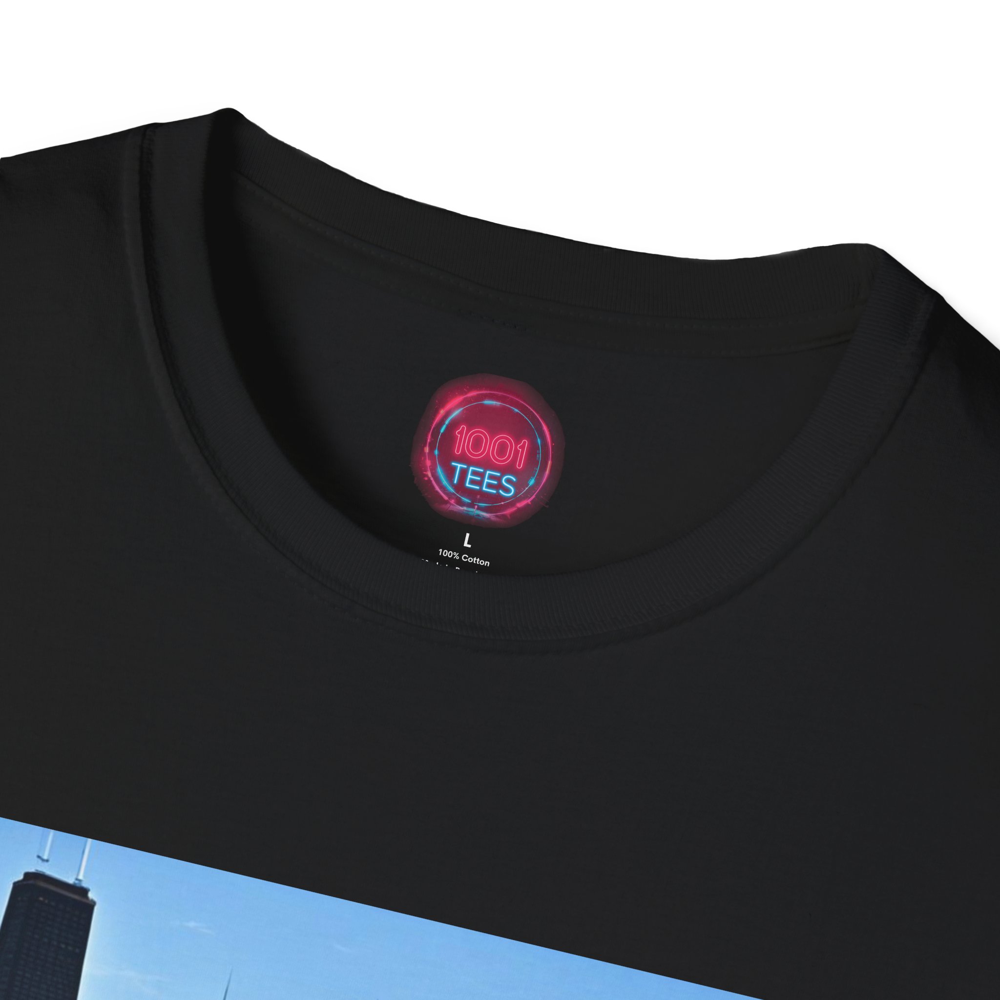 Retro Cityscape Car T-Shirt - Unisex Softstyle Tee - Image 3