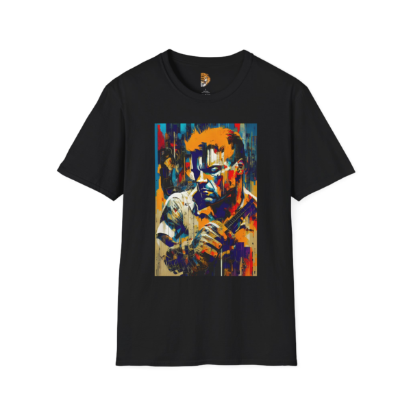 Artistic Action Hero Unisex Softstyle T-Shirt - Vibrant Graphic Tee for Movie Fans