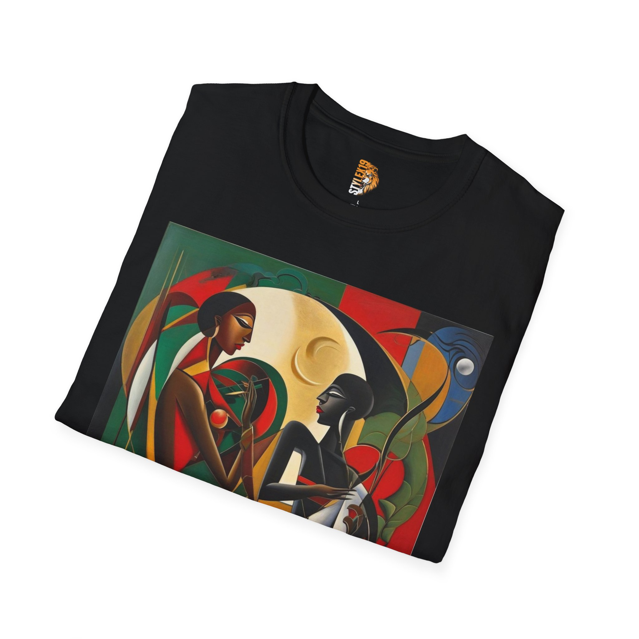 Artistic Love Unisex Softstyle T-Shirt - Colorful Couple Design - Image 4