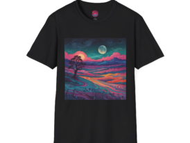 Artistic Landscape Vibrant Nature Design – Black Graphic Tee