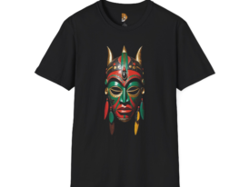 Cultural Celebration with Colorful Mask Design – Black Graphic Tee