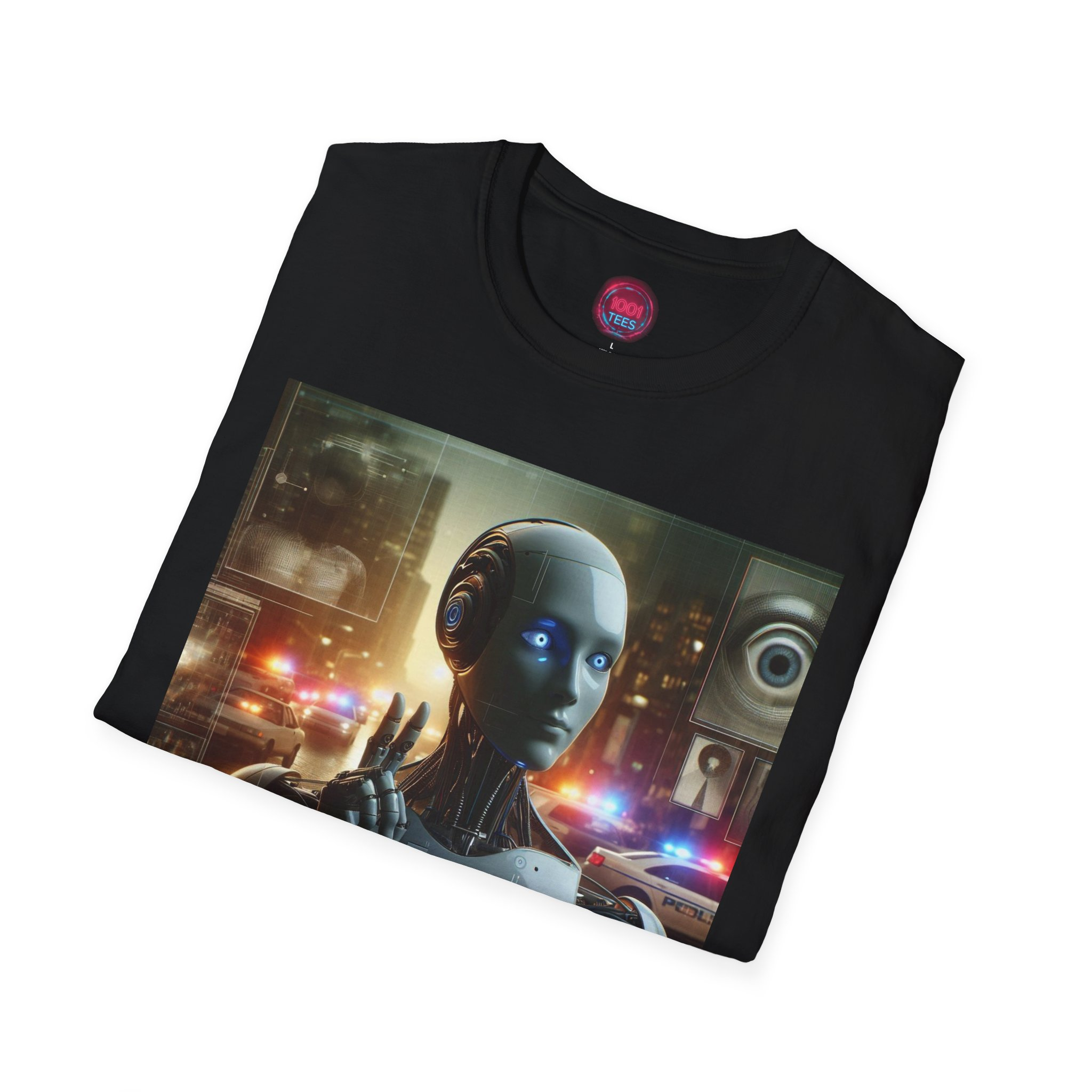 Futuristic Robot Graphic Unisex Softstyle T-Shirt - Image 4