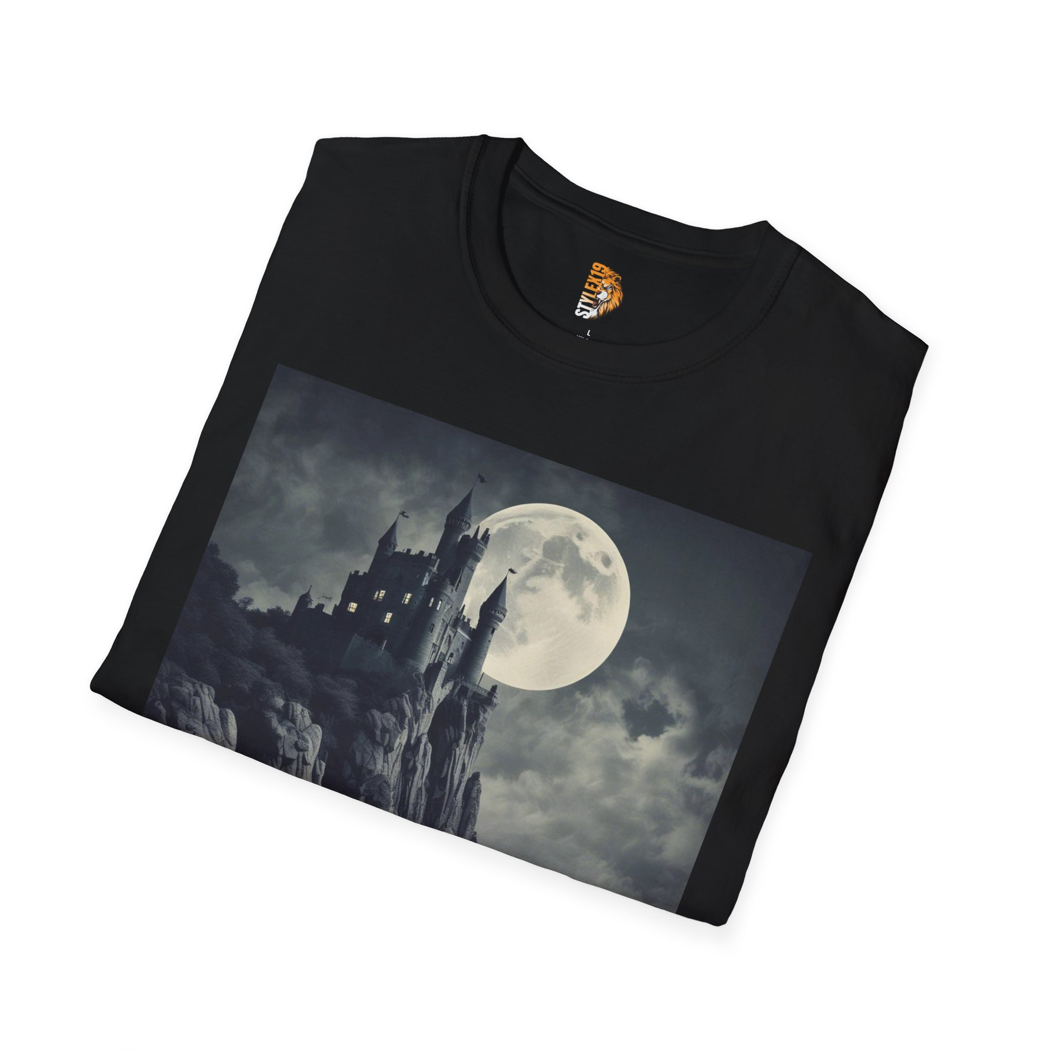 Haunting Castle Unisex Softstyle T-Shirt – Perfect for Halloween and Gothic Enthusiasts - Image 4