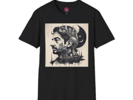 Artistic with Abstract Cityscape Design – Black Graphic Tee