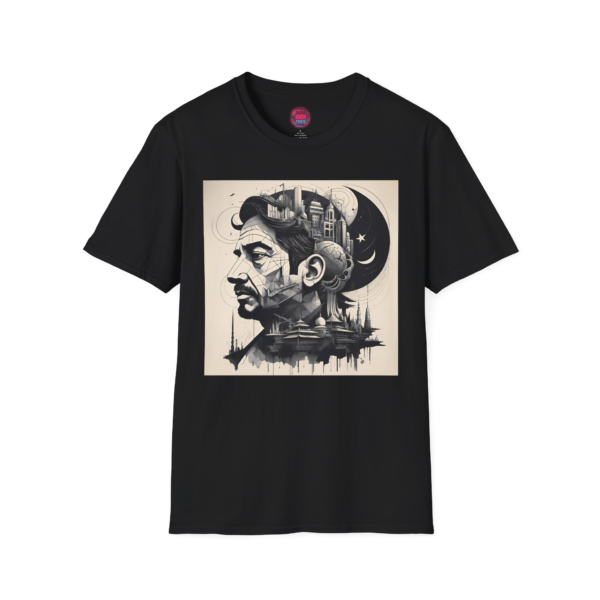 Artistic Unisex Softstyle T-Shirt with Abstract Cityscape Design