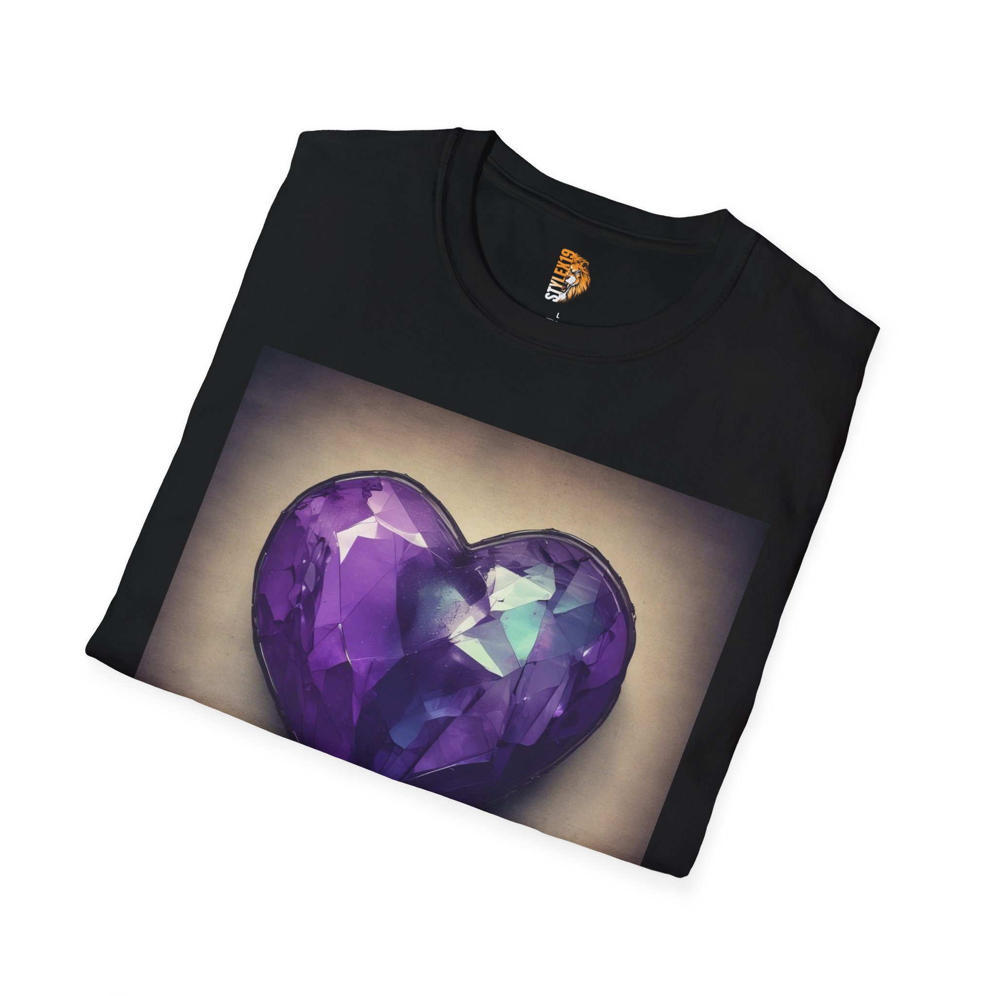 Amethyst Heart Unisex Softstyle T-Shirt | Perfect Gift for Gemstone Lovers - Image 4
