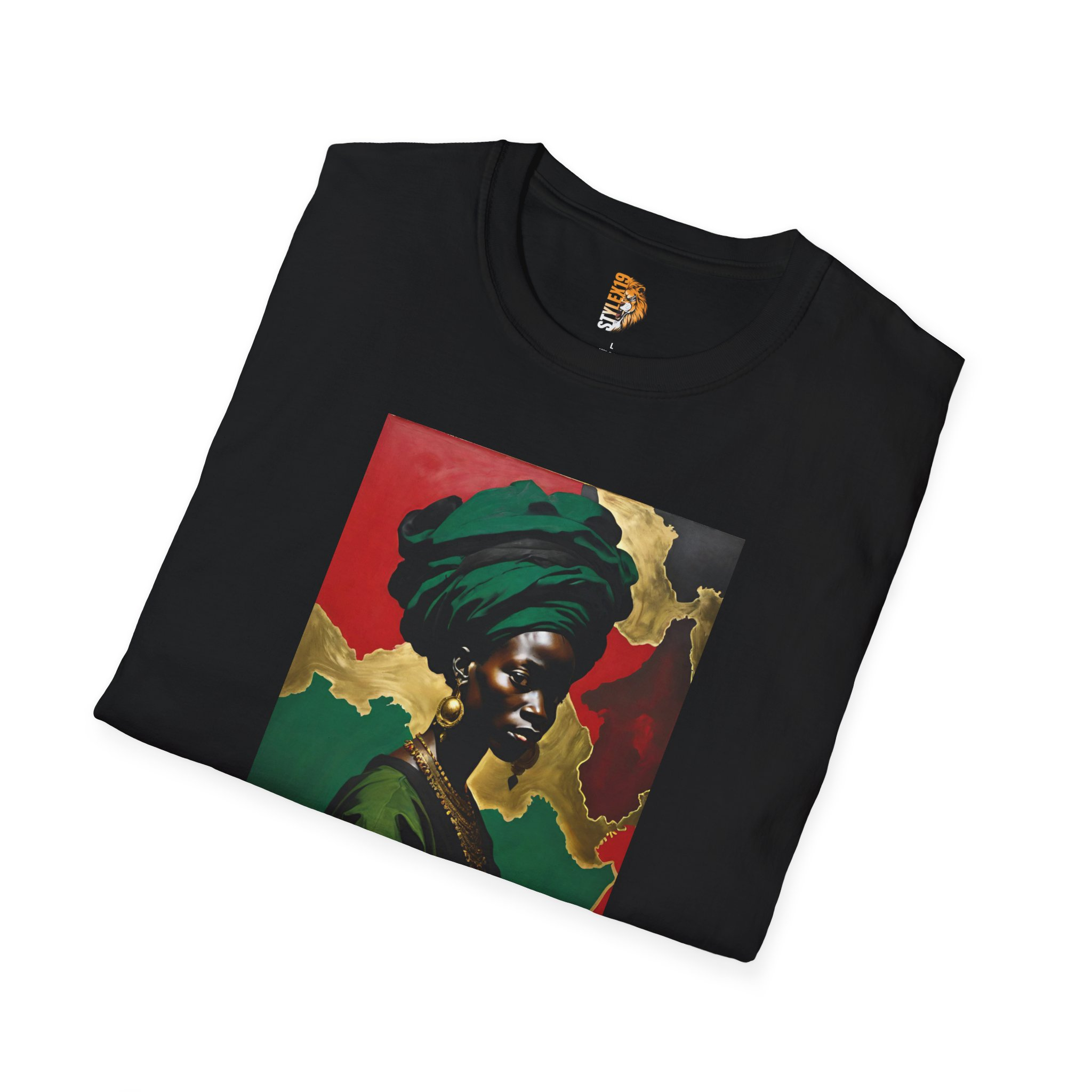 Empowering Black Woman T-Shirt - Unisex Softstyle Tee with African Heritage Design - Image 4