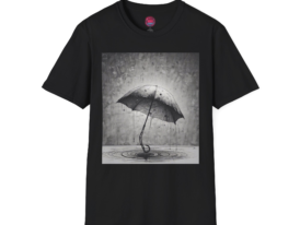 Rainy Day Umbrella Design for Cozy Vibes & Gift Giving – Black Graphic Tee