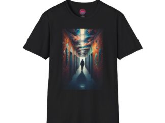 Mysterious Corridor Unisex Softstyle T-Shirt | Artistic Graphic Tee for Creatives