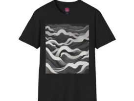 Abstract Waves Design for Relaxed Vibes – Black Graphic Tee