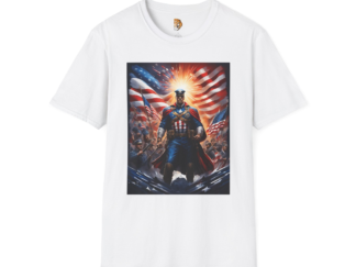 Patriotic Hero T-Shirt - Unisex Softstyle Tee with Flag Design