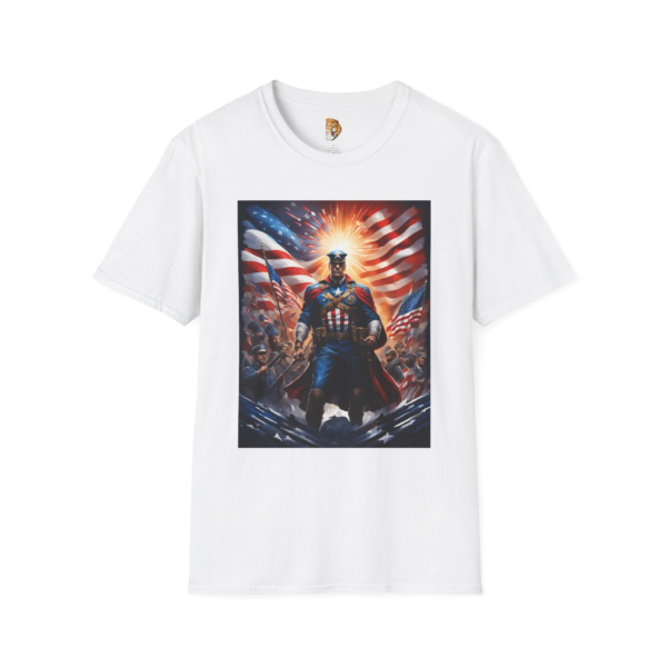Patriotic Hero T-Shirt - Unisex Softstyle Tee with Flag Design
