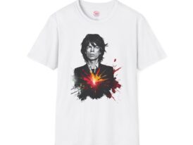 Rock Star Artistic Design with Color Splash – Black Graphic Tee