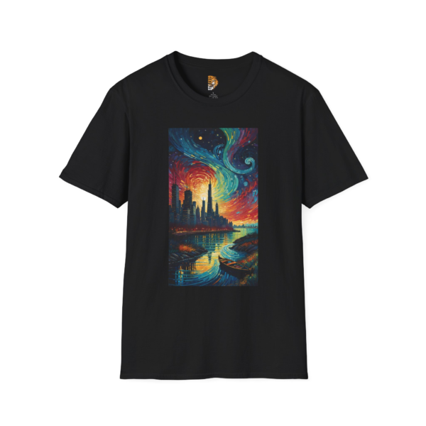 Cityscape Dreams Unisex Softstyle T-Shirt - Vibrant Art Design
