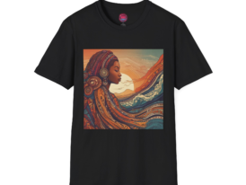 Serene Waves Art Inspired Design for Everyday Comfort – Black Graphic Tee